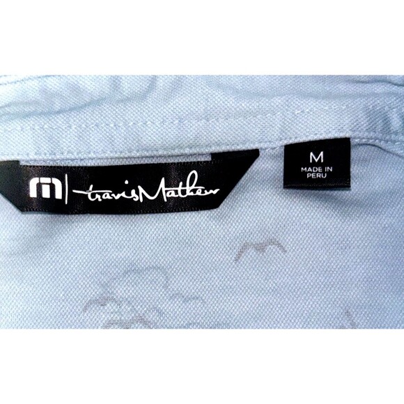 Travis Mathew Going Rogue Polo Shirt Men’s Large Sz M Blue All Over Print Beach - Picture 4 of 5